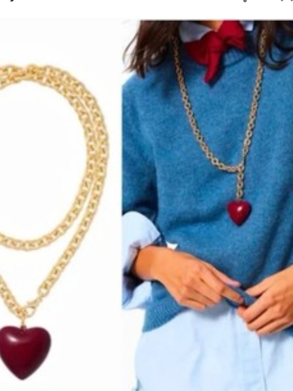 NWOT Roxanne Assoulin big puffy heart Gold Chain Necklace - Picture 2 of 7
